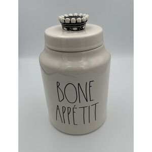 Rae Dunn Large "BONE‎ APPETIT" Canister Ceramic Pottery Dog Treats Container